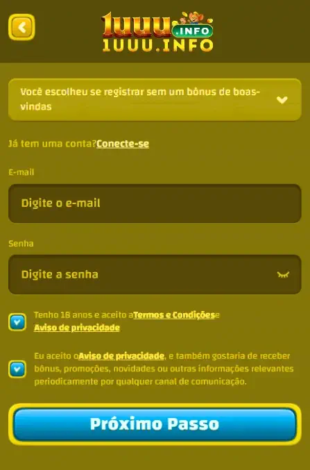 1UUU login Passo a Passo de Cadastro